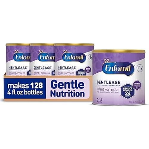 Enfamil Gentlease Baby Formula, Clinically Proven to Reduce Fussiness, Crying, Gas & Spit-up in 24 Hours, Brain-Building Omega-3 DHA & Choline, Infant Formula Powder, Baby Milk, 19.9 Oz Can, 4 Count