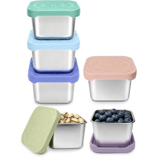 HTEVW 6 Pack Stainless Steel Snack Containers for Kids, 6 oz Food Container