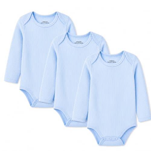 NMK Baby Bodysuits 3-Pack Soft Rayon From Bamboo Short and Long Sleeve Clothes Unisex for Newborns 0-12 Months