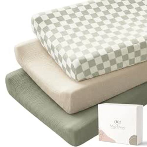 3-Pack Muslin Baby Changing Pad Covers for Boys & Girls, 32" x 16"