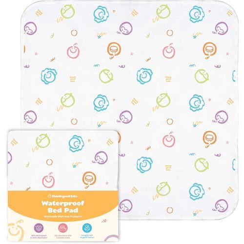 Potty Training Bed Pads for Toddlers Twin-Sized Beds, Tuckable Bed Wetting Pads for Kids, 100% Waterproof Mattress Protector, Non-Slip, Washable Underpads (Truck and Toys Design)