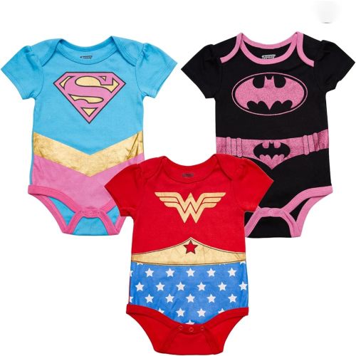 DC Comics Justice League Baby Girls Bodysuit Multipack - Baby Girl Clothes - Newborn Girl Clothes