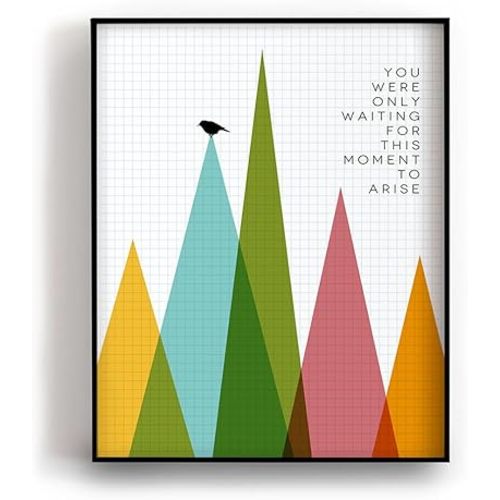 Beatles | Blackbird - Song Lyric Wall Art Print, Modern Motivational Quote Music Poster, Minimalist Colorful Mountain Artwork, Inspirational Graduation Gift For Graduate (8x10" Unframed Print)