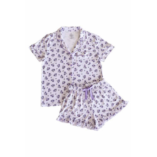 Women's Two-Piece Short Lounge Set in Amethyst Garden | Caden Lane