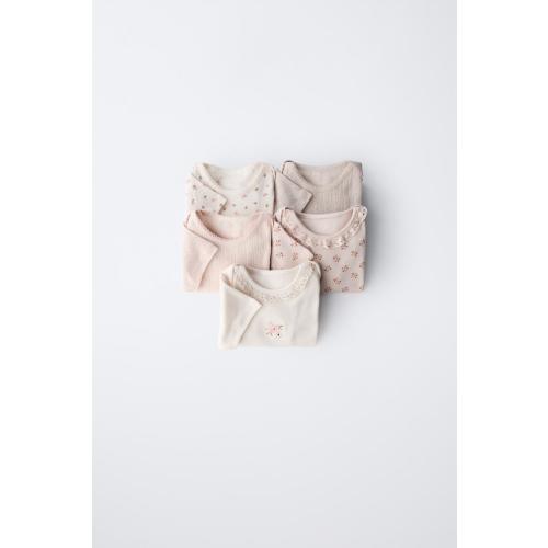 FIVE-PACK OF FLORAL BODYSUITS - Dusty pink | ZARA United States