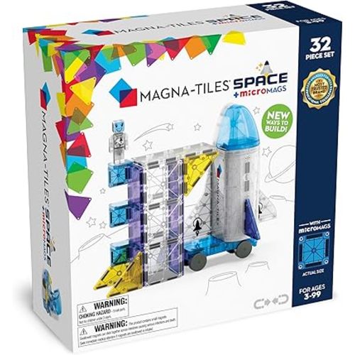 MAGNA-TILES Space 32-Piece Magnetic Construction Set, The Original Magnetic Building Brand