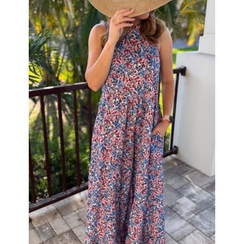 Tie Back Bow Nursing Dress - Berry Garden