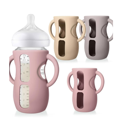 Juome Silicone Sleeves with Handles for Avent Natural Glass Baby Bottles - 3 Pack Anti Breakage Baby Bottle Holder for Philips Avent Glass Baby Bottle, Compatible with Phillips Avent Bottles 8 oz