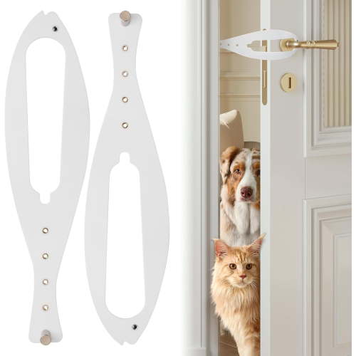 2 Pcs Cat Door Latch, Cat Door Stopper Pet Door Latch to Keep Dog Out of Litter Box and Food, Door Prop for Cat with 5 Adjustable Size Strap 2.5-6" Wide, No Measuring, Easy to Install
