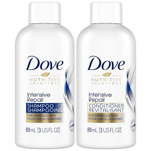 Dove Travel Essentials Shampoo and Conditioner Set – Dove Nutritive Solutions Intensive Repair for Damaged Hair, 3 Oz Ea