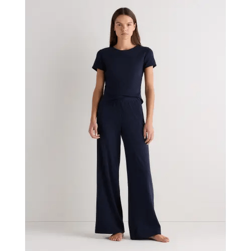 Organic Cotton Pointelle Pajama Set in Deep Navy