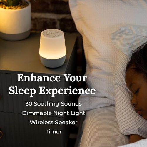 Yogasleep Duet White Noise Sound Machine & Night Light, 30 Natural Sounds,Bluetooth-Wireless Speaker for Travel,Office Privacy,Concentration,Sleep Aid for Adults & Baby, Registry & Nursery Gift,White