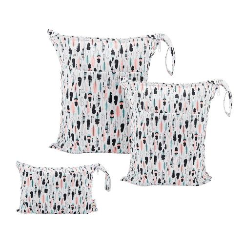 ALVABABY 3pcs Baby Cloth Diaper Wet Dry Bags Waterproof Reusable with Two Pockets Travel Beach Pool Daycare Soiled Baby Items Yoga Gym Bag for Swimsuits or Wet Clothes 3L-H1
