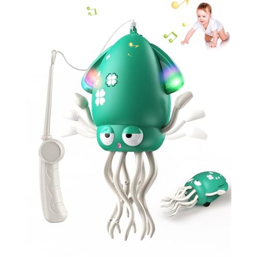 Magic Dancing Octopus Toy - Smart Obstacle-Dodging Robot with LED Light Show & Music, USB Rechargeable Tummy Time Squid Toy for Babies | Electric Crawling Octopus | Interactive Gift for Kids 3+