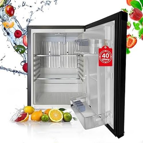 roomwell 1.4 cu.ft Compact Auto Defrost 120V/12V Refrigerator with No Noise Absorption, Locking Mini Fridge with Lock and Key-Ideal Semi Truck Refrigerator for RV, Camping, Dorm, Office & Travel Use