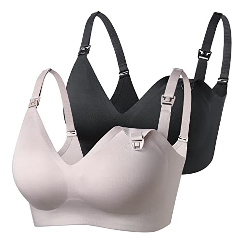 Momcozy Nursing Bras for Breastfeeding, YN21 Seamless Ultra Comfort Maternity Bra, Natural Shape, Pregnancy Sleep Bralette
