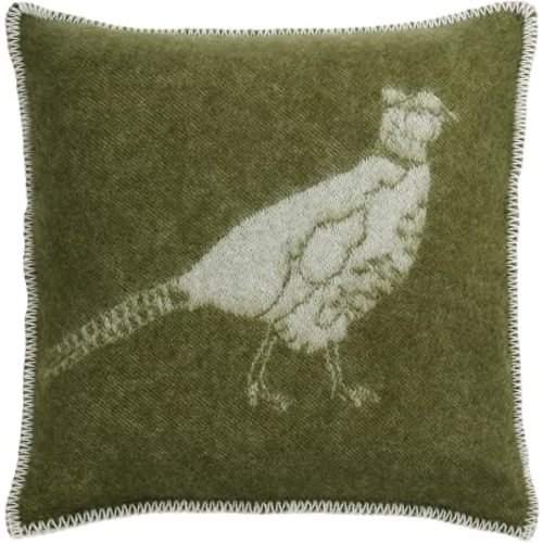 JJ Textile Pheasant Cushion Cover 100% Wool - Soft & Cosy with a Reversible Design - Decorative Square Throw Cushion Covers for Bed, Sofa & Home Decor - 45cm x 45cm