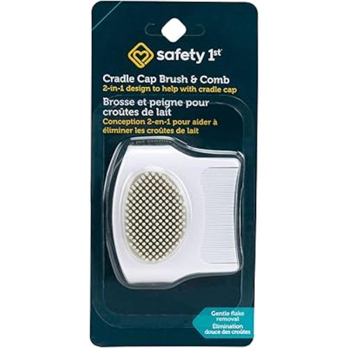 Safety 1st 2-in-1 Cradle Cap Brush & Comb – Soft Rubber Bristles, Fine-Tooth Comb, Comfortable Grip, for Newborns & Babies