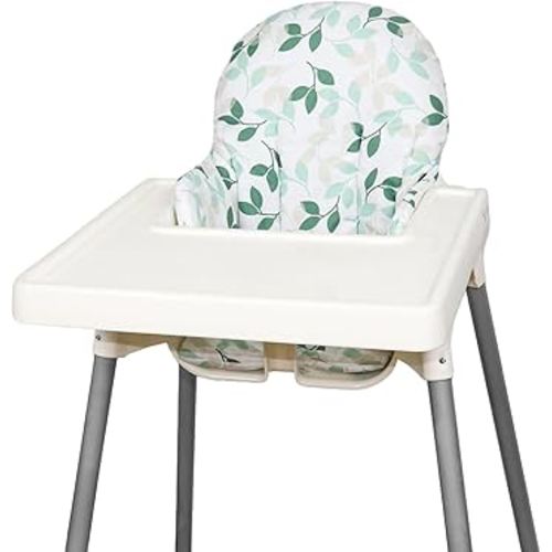 for IKEA High Chair Cushion, High Chair Pad for IKEA Antilop Highchair, Cotton Non-Slip, Soft, Baby Sitting More Comfortable (Green Leaf)