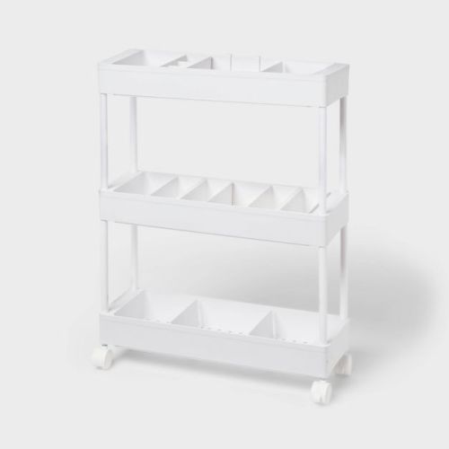 Narrow Rolling Cart with Accessories White - Brightroom™