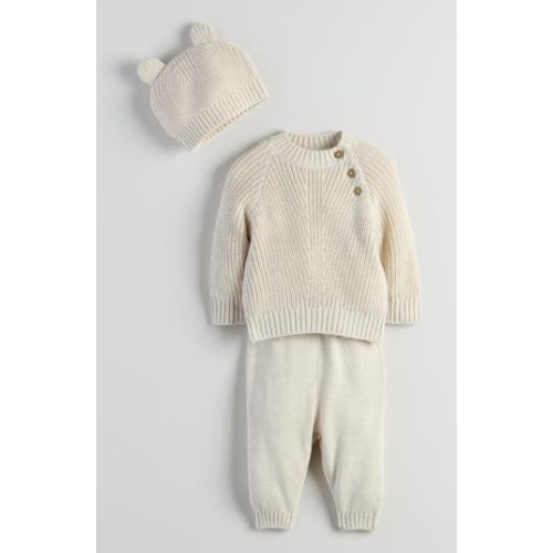 Knit Sweater, Pants & Hat Set, 3M