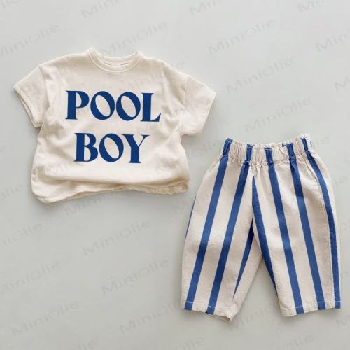 POOL BOY Baby Blue Vertical Striped 2-piece Set