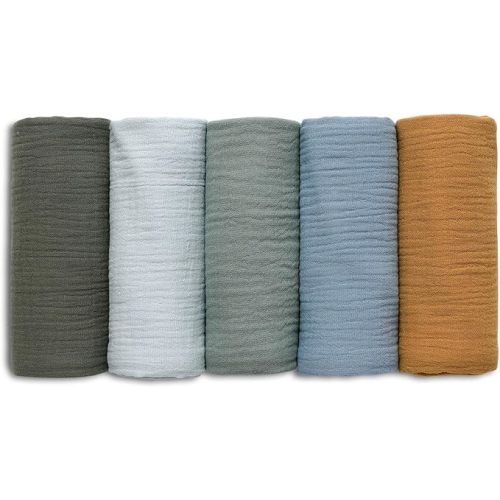 Muslin Receiving Blankets, Neutral Blanket Swaddling for Newborn Boys and Girls, 5 Pack Breathable and Skin-Friendly Swaddle Wrap for Infant Baby (Bright Colors)