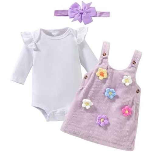 Baby Girl Suspender Corduroy Skirt Outfits Long Sleeves Fall Winter Spring Clothes Preemie-18 Months