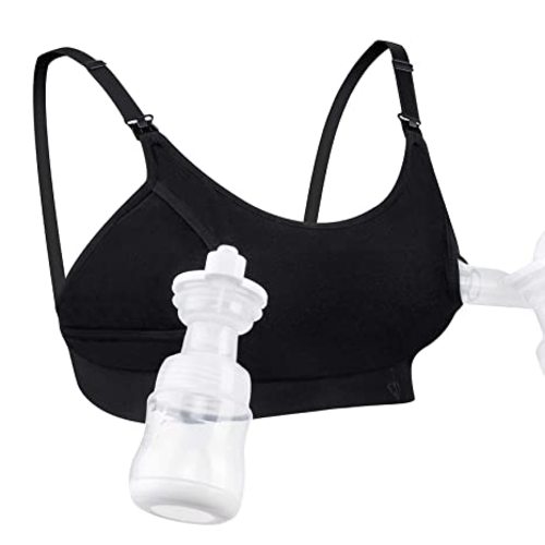 Hands Free Pumping Bra, Momcozy Adjustable Breast-Pump Holding and Nursing Bra - Large - Black