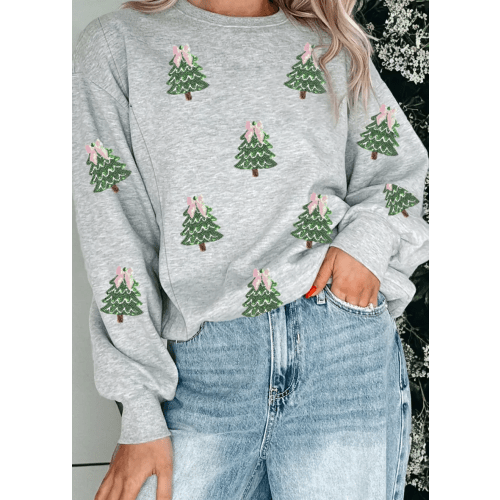 Fleece Lined Christmas Tree Print Nursing Crewneck Sweatshirt – Giftifymama