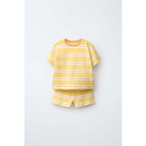 STRIPED T-SHIRT AND BERMUDA SET - Yellow | ZARA United States