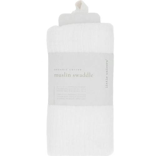 Organic Cotton Muslin Swaddle Blanket - White