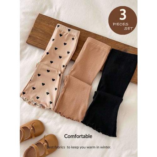 LMoss Kids Newborn Baby Girl 3 PiecesCasual Mid-Waist Flare Pants Set Baby Girl Flare Pants Baby Girl Leggings Fashion | SHEIN