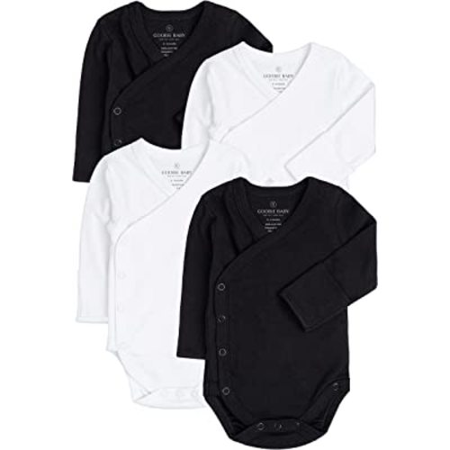 Baby Side Snap Bodysuit Set, 100% Cotton Boy Girl Unisex Kimono Onesie, 4 Pack         Baby Side Snap Bodysuit Set, 100% Cotton Boy Girl Unisex Kimono Onesie, 4 Pack