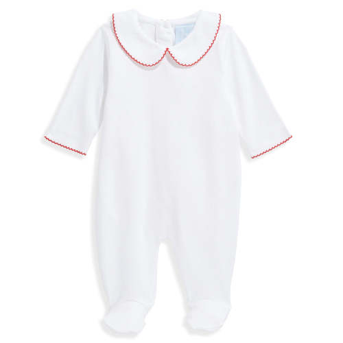 White W/Red Collared Pima Footie