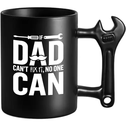 LOZACHE Novelty Coffee Mug with Wrench Handle for Dad, Funny Birthday Gifts from Daughter Son for Father, Papa, Daddy - Christmas, Father's Day Gift Idea - If Dad Can't Fix It NO One Can Cup