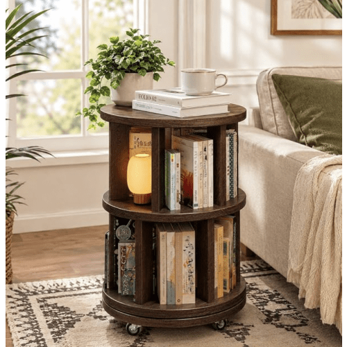 2 Tier Rotating Bookshelf