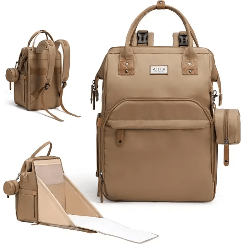 Diaper Bag Backpack, Multifunction Diaper Bag with Changing Station, Stylish Baby Bags, Large Unisex Diaper Backpack for Mom and Dad, Baby Registry Search, Portable Changing Pad – Coffee Brown