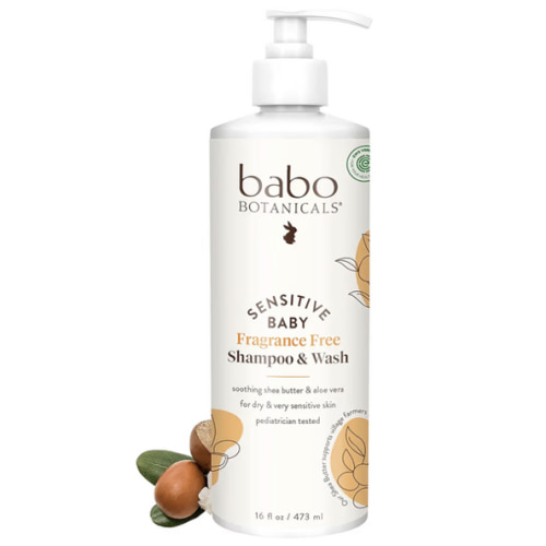 Babo Botanicals Sensitive Baby Fragrance-Free 2-in-1 Shampoo & Wash - Shea Butter, Calendula & Aloe Vera - EWG Verified - Cruelty-Free - Vegan - Pediatrician Tested - For Babies & Kids