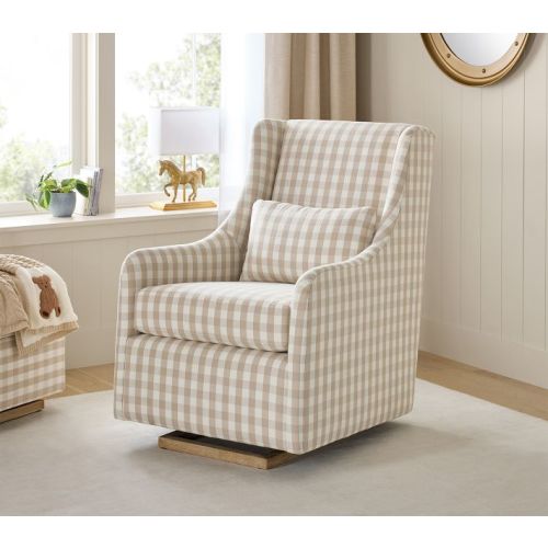 Merced Stationary Glider Glider Glider Performance Gingham Taupe