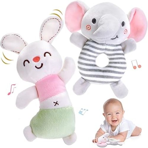 FPVERA Baby Rattles 0-6 Months: Soft Rattle Toys for Newborns, Plush Stuffed Animal Rattle for Infants, Toddlers Boys Girls Shower Gift