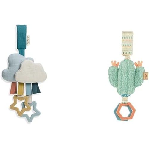 Itzy Ritzy 2-Pack Jingle Travel Toys with Adjustable Loops, Hexagon Rings & Jingle Sounds for Car Seat, Stroller or Activity Gym