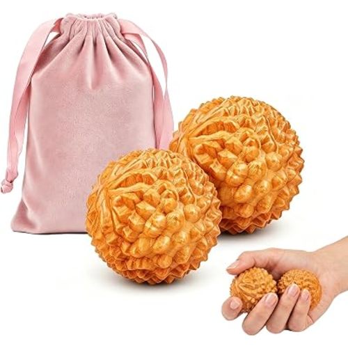 2 PCS Spiky Wooden Acupressure Massage Ball Set - Stress & Labor Pain Relief