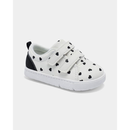 Baby Girl Heart Print Every Step® First Walker Casual Shoes - White/Black - Carter's | Carter's