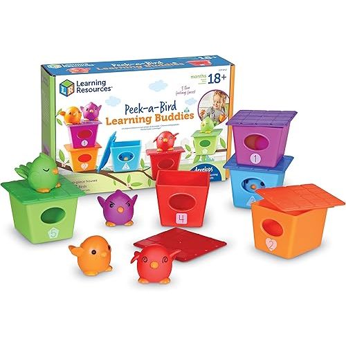 Learning Resources Peek-a-Bird Learning Buddies - 15 Pieces, Age 18 Months+ Toddler Learning Activities, Preschool Toys, Educational Toy for Color Teaching