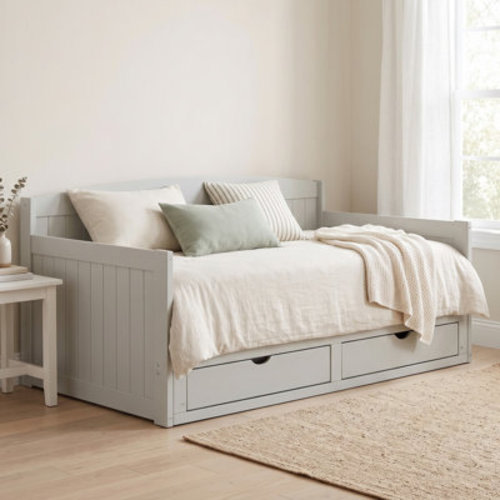 One Allium Way® Furniture Harmony Twin To King Daybed With Pop Up Trundle Bed - Solid Wood Twin Day Bed With 2 Pull-out Storage Drawers And 400lb Capacity - For Kids, Guest Room, Living Room (white) & Reviews | Wayfair