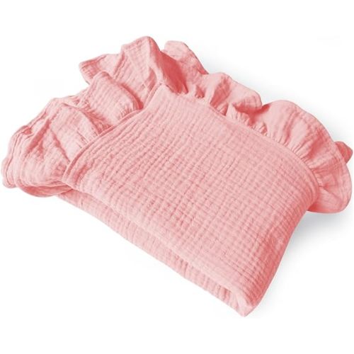 Organic Muslin Baby Blankets, Cotton Crib Blanket for Baby Infant Toddler, Super Soft and Lightweight Nursery Blankets 47"x47"| Perfect for Boys & Girls (Pink)