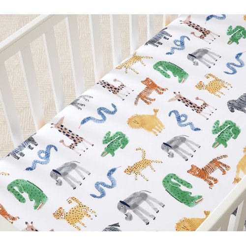 Silly Safari Organic Crib Fitted Sheet