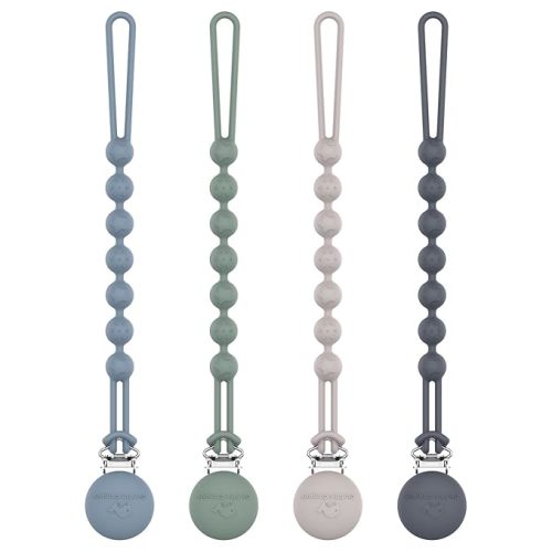 Cuddle Campus Silicone Pacifier Clip Holder with One Piece Design,Soft Flexible Binky Clips with Texture for Baby Boy and Girl Pack of 4 (0-6m)