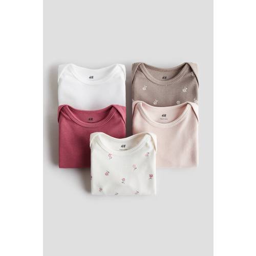 5-pack Long-sleeved Bodysuits - Pink/Floral